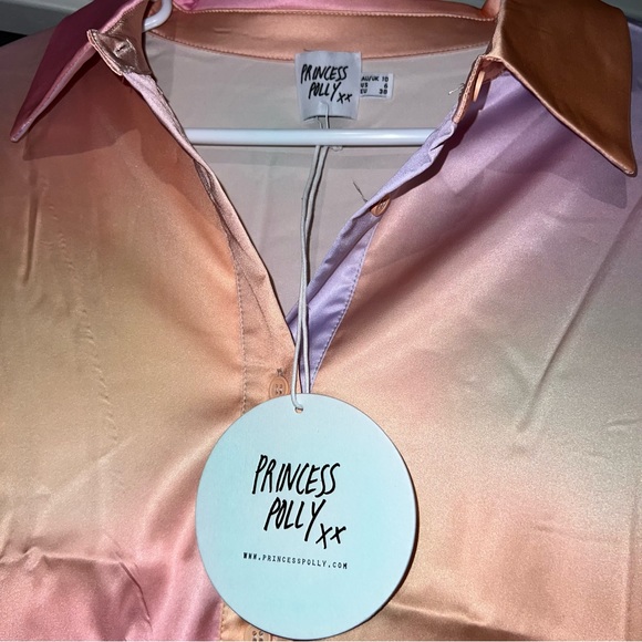 Princess Polly Long Sleeve Pink Sunset Tie Up Mini Dress - Picture 7 of 8